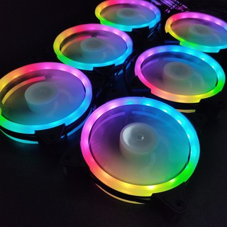 Bộ 6 Quạt Tản Nhiệt, Fan Case KNC V2 Led RGB Dual Ring Led đồng bộ Hub Fan Coolmoon