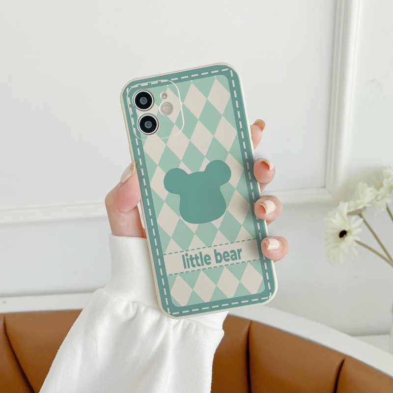 Ốp lưng iphone Bear xanh cạnh vuông 6/6plus/6s/6splus/7/7plus/8/8plus/x/xr/xs/11/12/13/pro/max/plus/promax e204