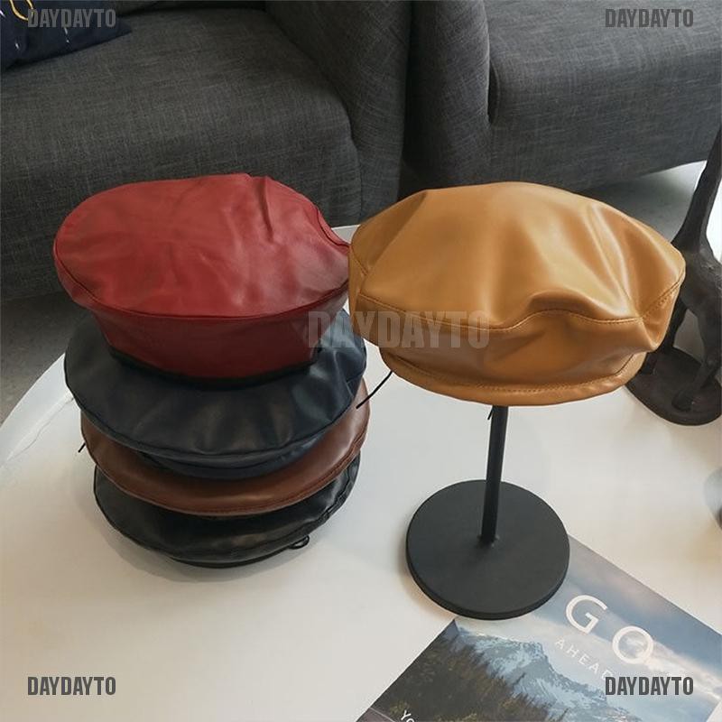 Nón Beret Da PU Thời Trang Pháp Cho Nữ