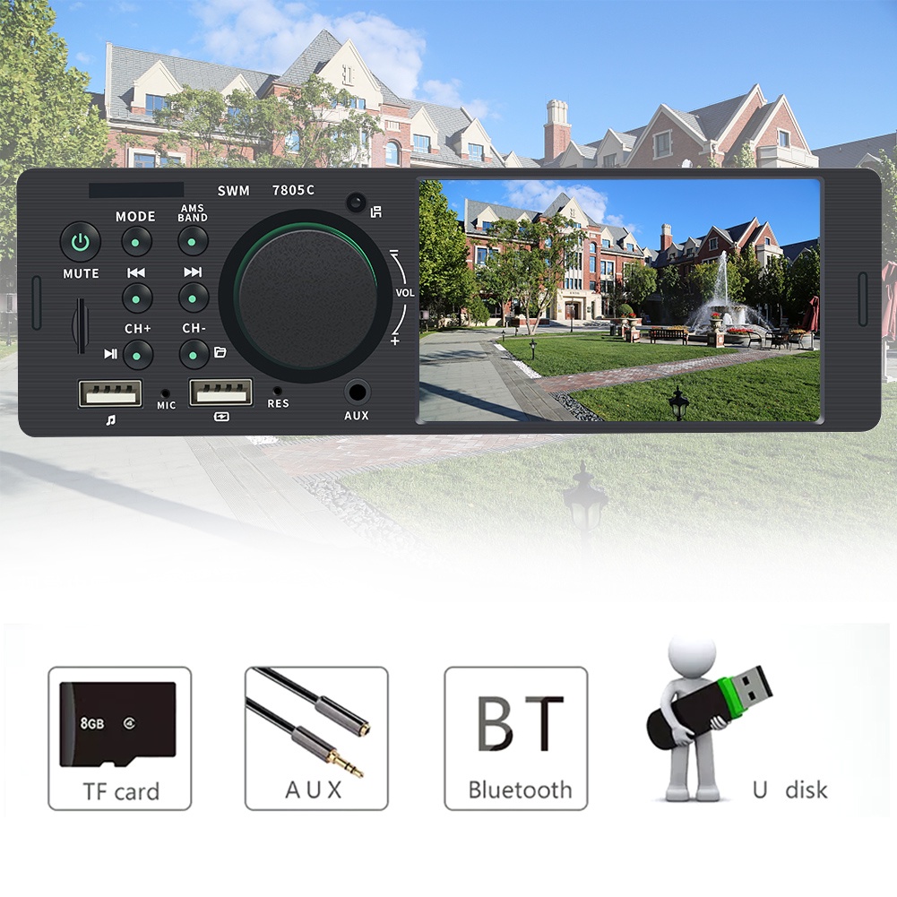 Thiết bị phát nhạc đa phương tiện MP5 màn hình cảm ứng 1 Din 4.1" 7805C cho xe hơi chất lượng cao