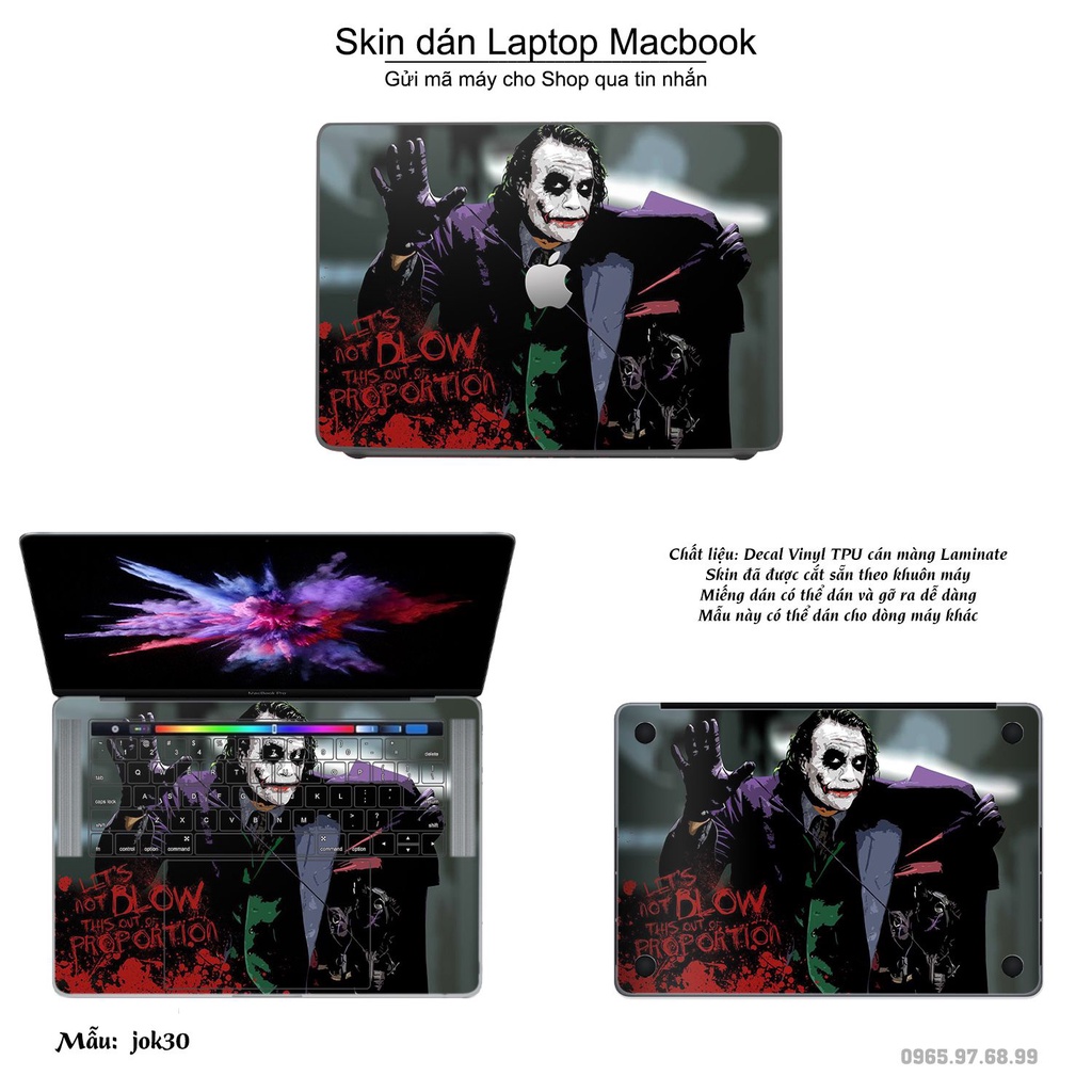 Skin dán Macbook mẫu Joker (đã cắt sẵn, inbox mã máy cho shop)