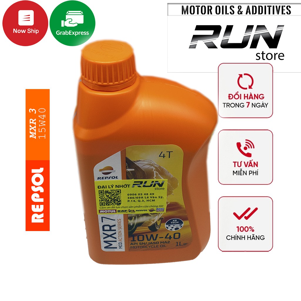 Nhớt Xe Số Gốc Khoáng REPSOL MXR 7 10W40 1000ml - JASO MA2 API SN - Dành Cho Xe số đời cũ - Made in Indonesia