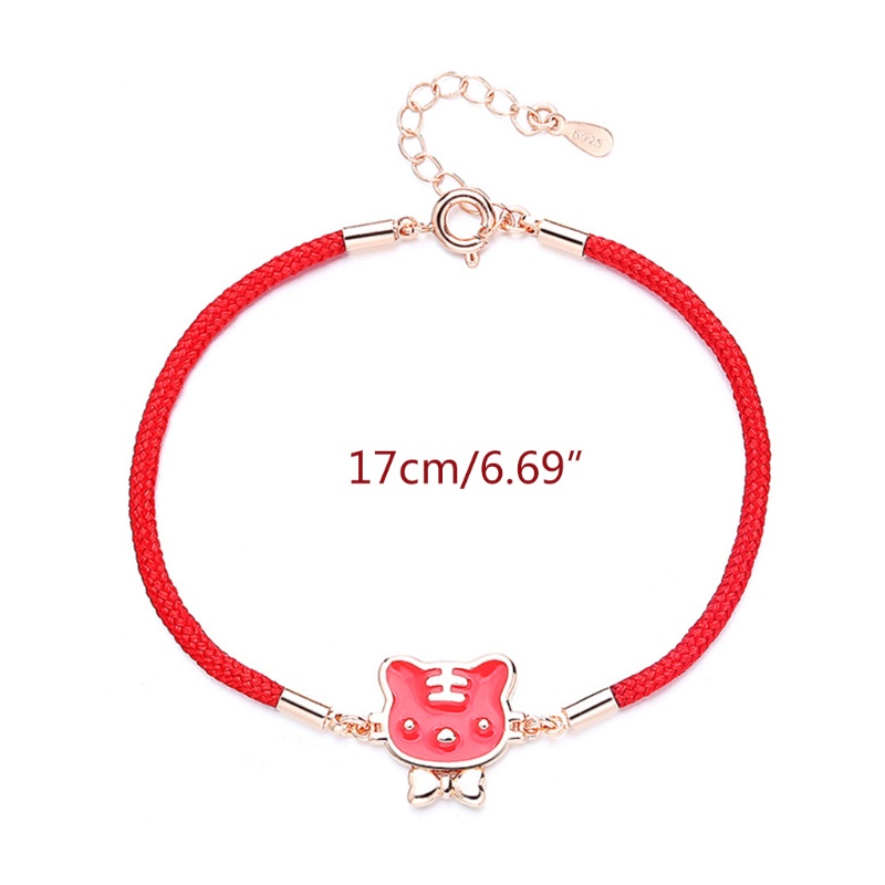 Flgo Vòng Đeo Tay May Mắn Bằng Kim Loại Màu Đỏ Có Thể Điều Chỉnh Được Có Kẹp Hình Hổ Nhiệt Độ