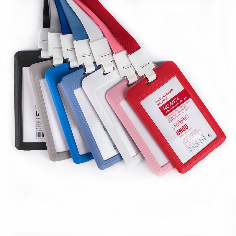 Bao thẻ ID nhân viên màu kẹo đơn giản trong suốt có dây đeo cổ tiện dụng cho nam và nữ khi đi làm