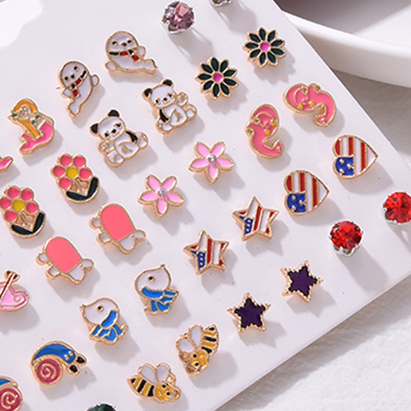 Bộ 20 Đôi Bông Tai Xỏ Lỗ Không Gây Dị Ứng Dễ Thương Cho Tuổi Teen