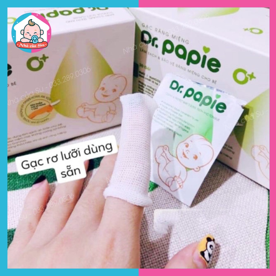 Gạc rơ lưỡi Dr Papie chính hãng, Vệ sinh răng miệng cho bé 30 gói NHÀ CỦA SU