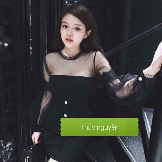 Đầm body tay lưới