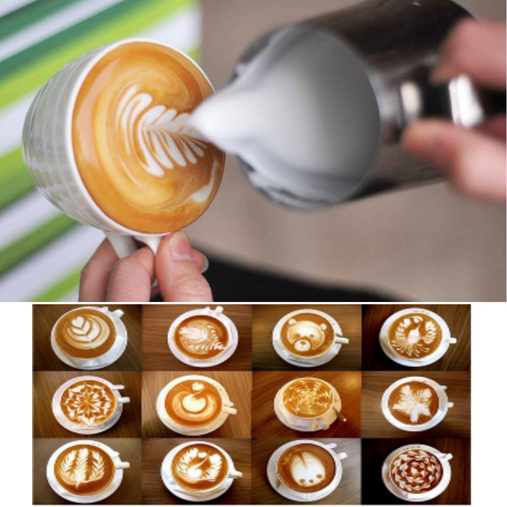 Bình Sữa Cappuccino Bằng Thép Không Gỉ Có Tay Cầm 350ml