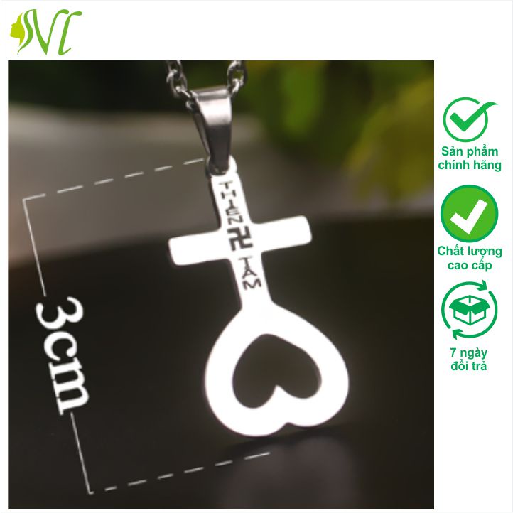 Mặt dây chuyền thiên tâm đạo cao cấp Người Đẹp Vì Lụa không đen không gỉ xài nước tốt