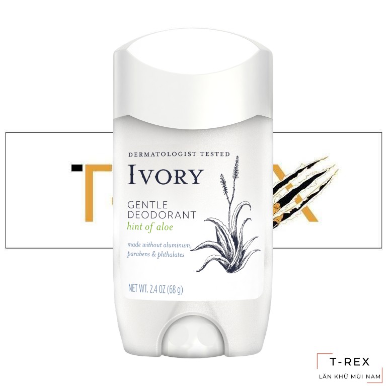 [Rẻ Độc Lạ] Lăn Khử Mùi Ivory Gentle Deodorant Hint Of Aloe 24HR Odor Protection 68Gr (Sáp Trắng)