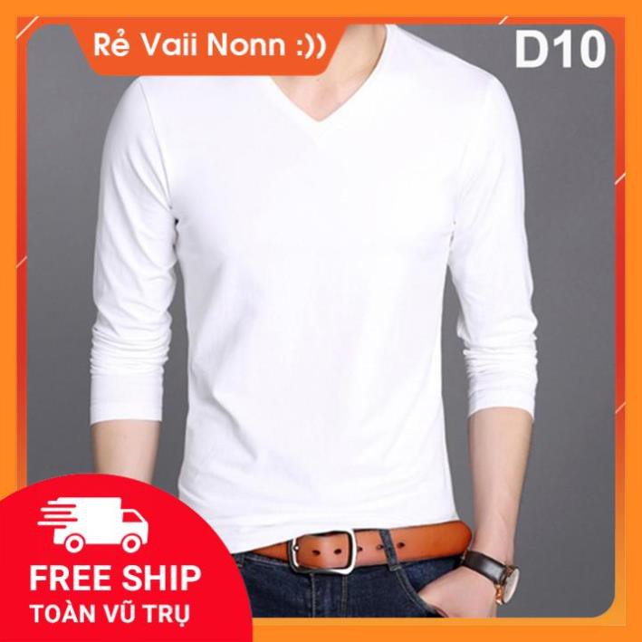 [Hot Sale ] Áo phông nam tay dài cổ tim nhiều màu - không nhăn mềm min thấm hút mồ hôi | BigBuy360 - bigbuy360.vn