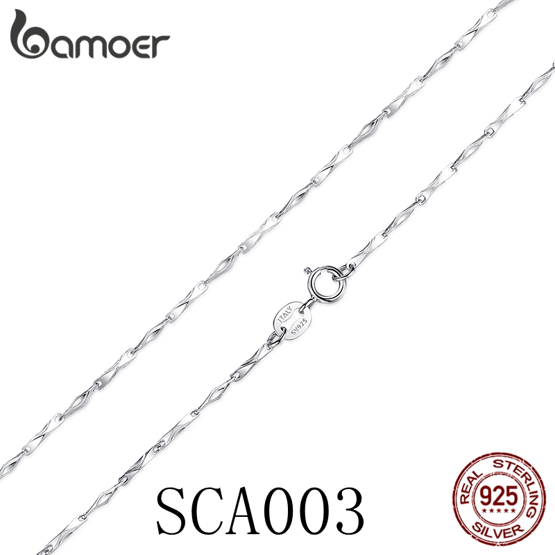 Vòng cổ BAMOER bạc S925 dạng chuỗi xích nhiều kiểu dáng có thể điều chỉnh chiều dài