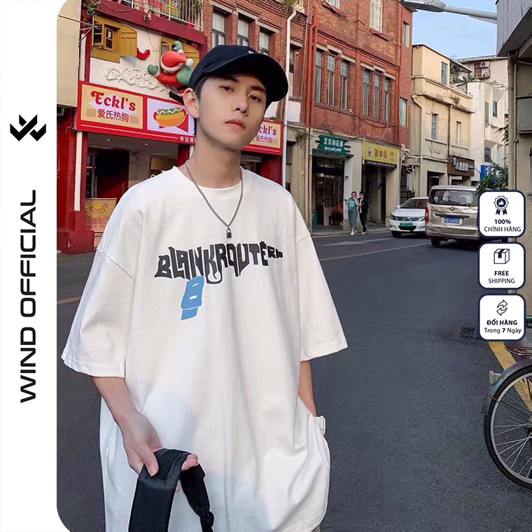 Áo phông tay lỡ WIND unisex form rộng 175 thời trang nam nữ oversize ulzzang