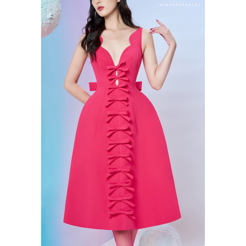 Đầm nữ VANANHSCARLET nơ ngực dáng dài
