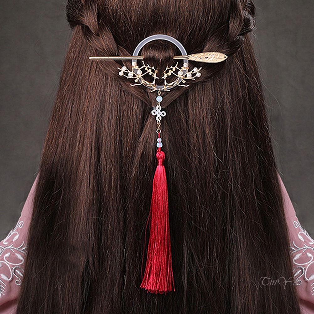 GETNOIVAS Trâm Cài Tóc Đính Tua Rua Phong Cách Trung Hoa Cổ Điển Trọng Lượng Nhẹ Siêu Bền