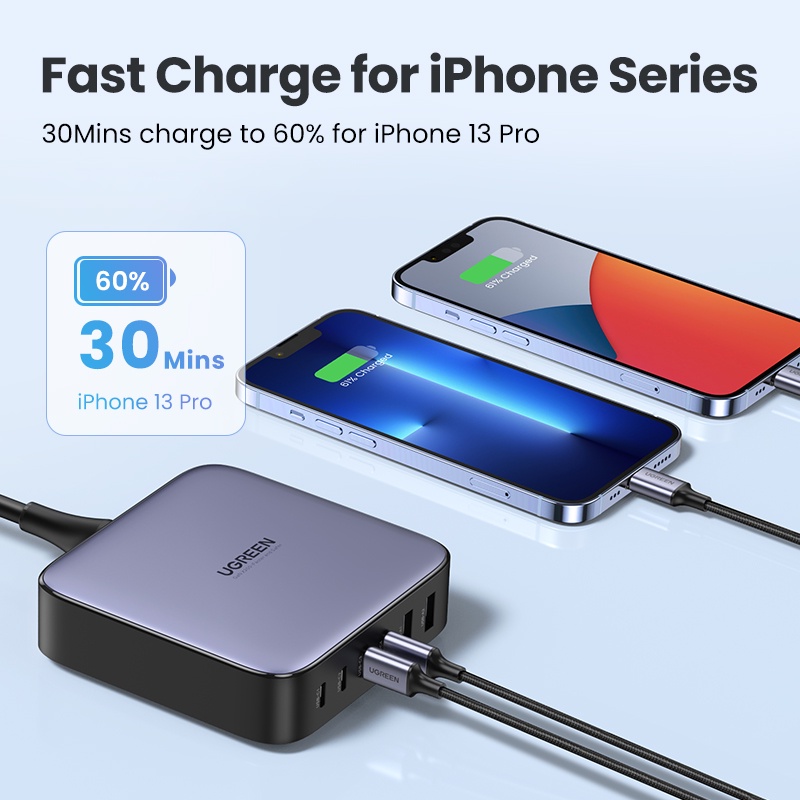 Ugreen Bộ Sạc Nhanh 200W USB C 6 Cổng PD Cho MacBook Pro / Air / iPad Pro / Mini / iPhone 13 / 13 Pro Max