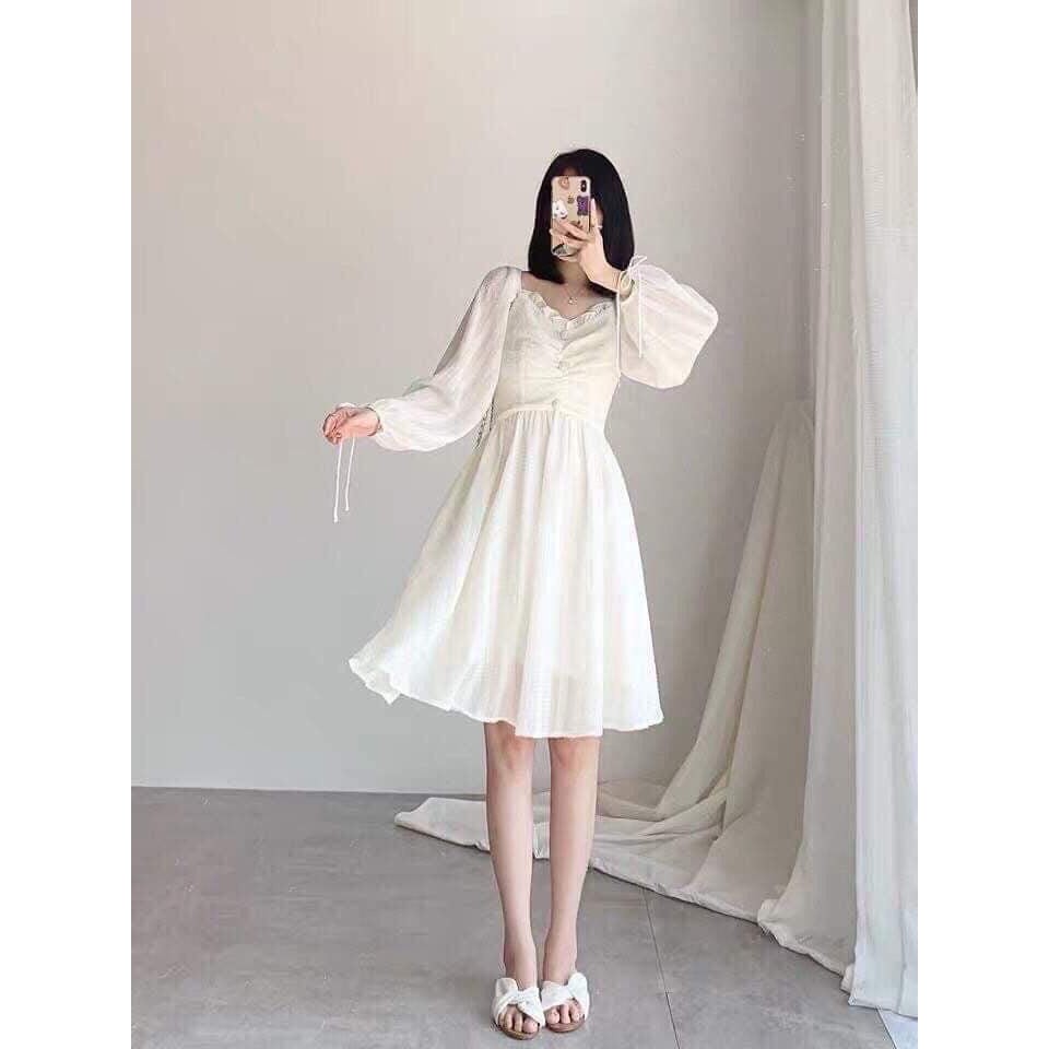 [Mã WASTGO hoàn 10% xu đơn 99k] (Hàng có sẵn) Váy trắng midi vintage nơ tay 🌿🌿💯💯 | WebRaoVat - webraovat.net.vn