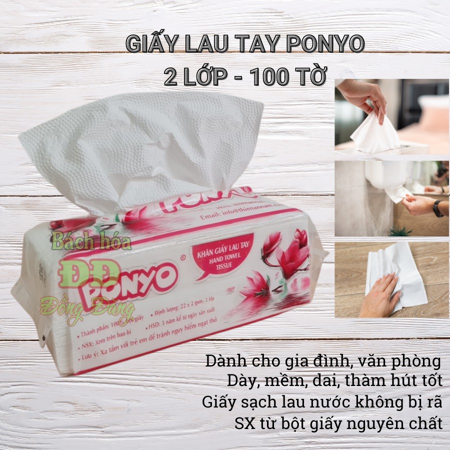 Giấy lau tay PONYO 2 lớp - 100 tờ/ gói