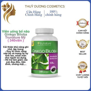 Viên uống bổ não Ginkgo Biloba Trunature Mỹ mẫu mới 340 viên[ Cam Kết Chính Hãng]