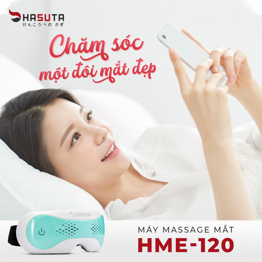 Máy massage mắt thông minh HASUTA HME 120,kết nối Bluetooth, hàng chính hãng