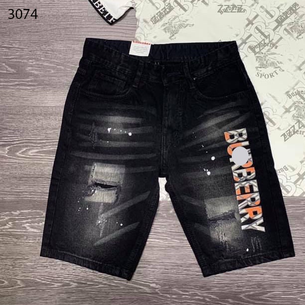 Quần short jean nam, quần sọt jean in chữ BBR vẩy sơn cá tính (có video, ảnh shop chụp thật)