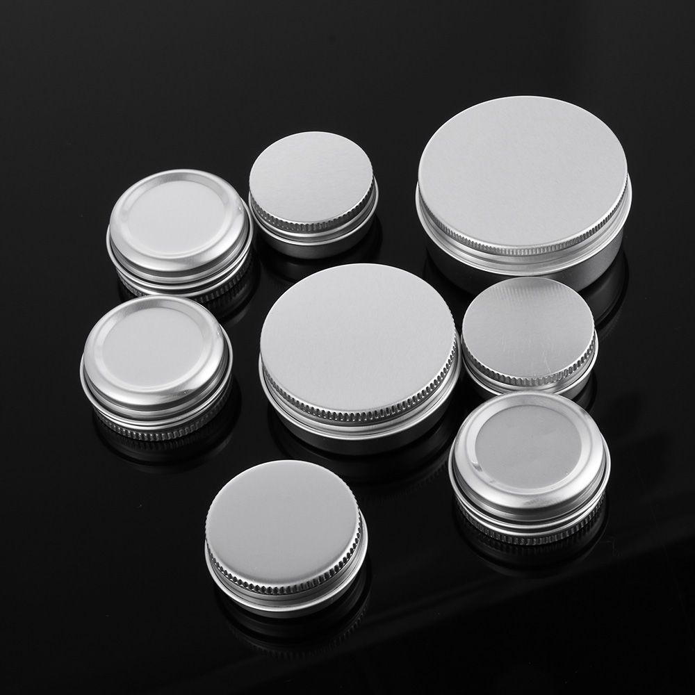 LAKAMIER Empty Aluminium Bottles Cosmetic Pot Jar Reusable Tin Container Makeup Storage Sample Packaging Can Silver Small Oil Wax Box