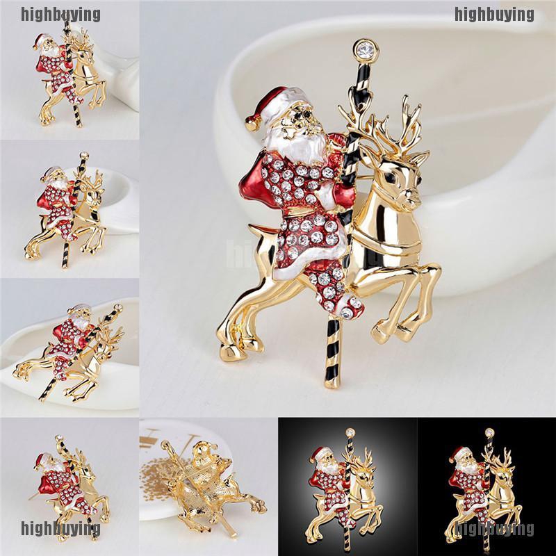 1 Phụ Kiện Trang Trí Giáng Sinh Hình Ông Già Noel Tuần Lộc Đính Đá