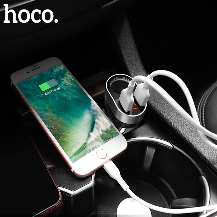 Bộ chia tẩu sạc ô tô nhãn hiệu Hoco Z29, dòng ra 2.4A, công suất 80W - Hàng chính hãng