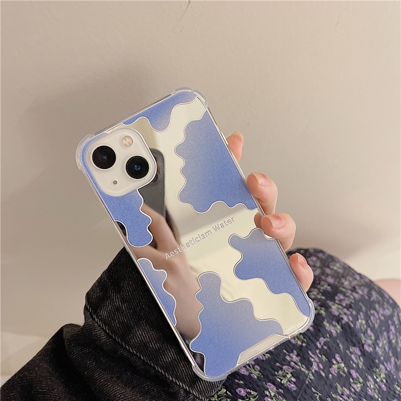 Ốp lưng iphone Ốp Điện Thoại Tráng Gương Màu Xanh Dương Gradient Cho Iphone 11 promax 6 6S plus 7 7plus 8 8plus x xr xs 11 12 13 pro max 7plus 8plus x xr xs 11 12 13 pro max Dinuo case