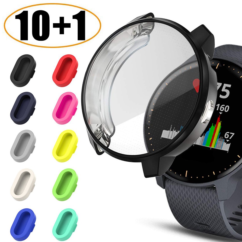【1+10 PACKS】Garmin Vivoactive 3 Music Full Protecetive Protector Case With Silicone Dust Plug Charger Port Protector