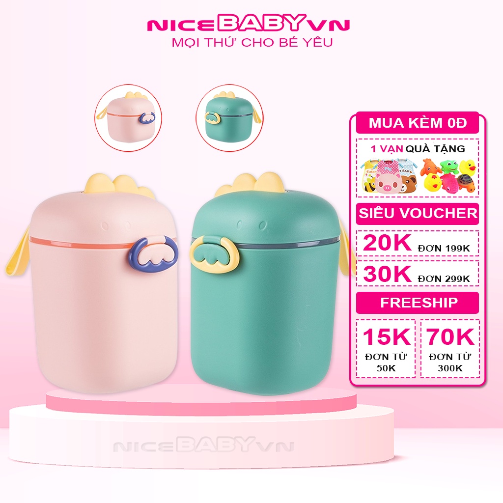 Hộp Chia Sữa, Hộp Đựng Sữa Bột, Đồ Ăn Khô Cho Bé Hình Khủng Long Cao Cấp NICEBABYVN