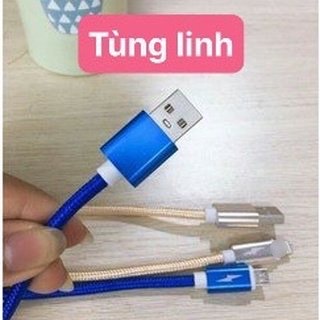 Cáp sạc 3 đầu dây dù micro USB + + Type C siêu rẻ hỗ trợ sạc nhanh