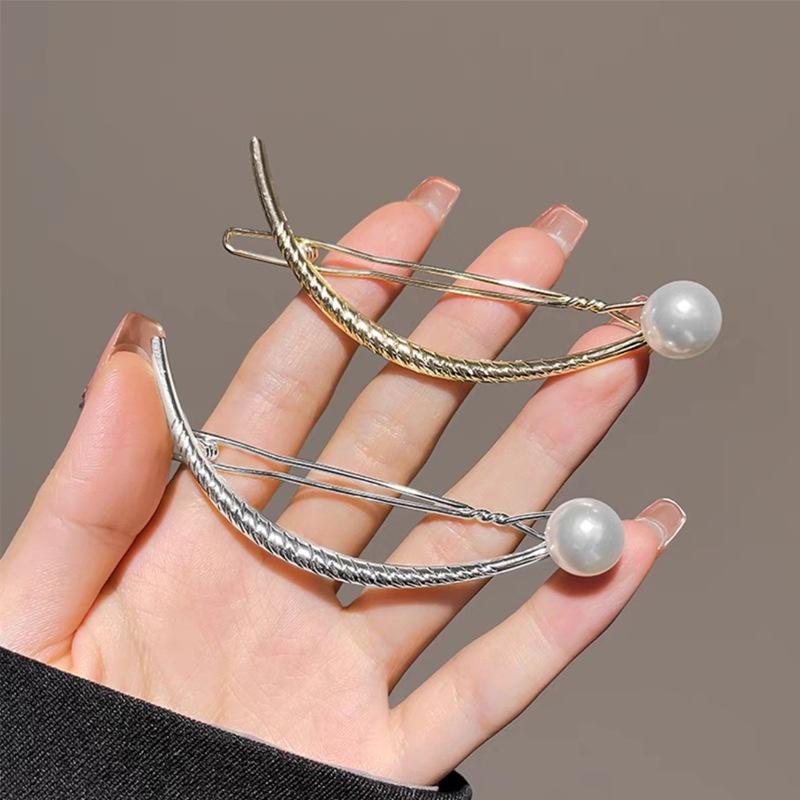 PVN50553 Kẹp Tóc Kim Loại Cong Hình Trăng Khuyết Đính Ngọc Trai Retro Dành Cho Bạn Nữ Giá Rẻ