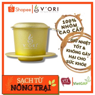 Phin Cà Phê V'Ori Cao Cấp màu vàng giữ nhiệt tốt