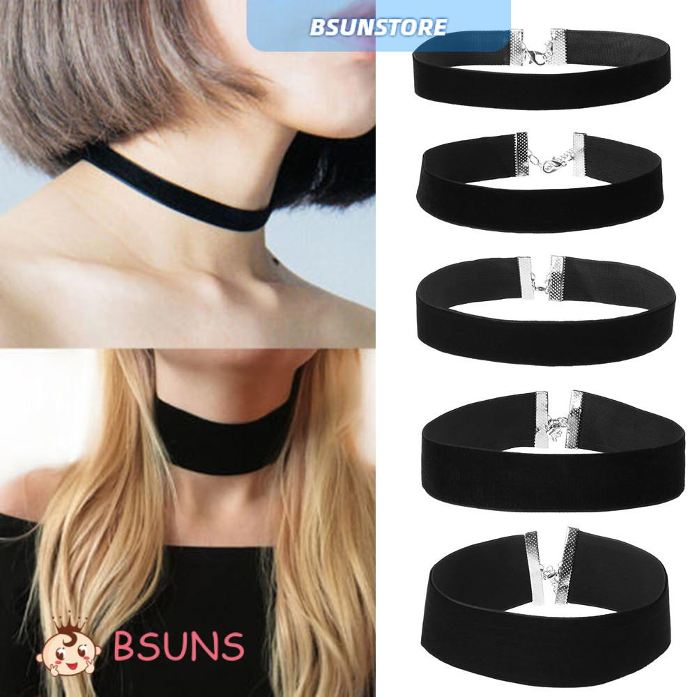 Vòng Cổ Choker Vải Nhung Màu Đen Phối Ruy Băng Phong Cách Gothic Cổ Điển Thời Trang Cho Nữ