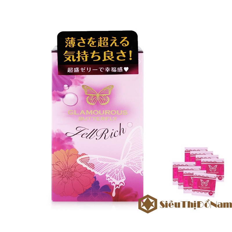 Bao cao su Jex Glamourous Butterfly Jell Rich, bao cao su Nhật Bản trơn mỏng nhiều gel