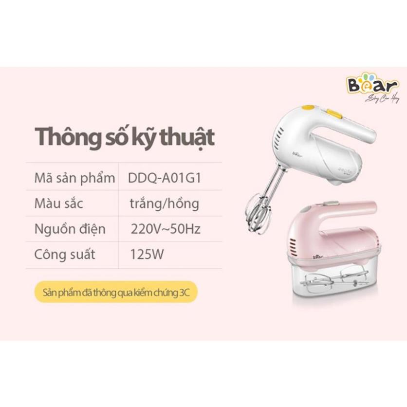 Máy đánh trứng mini cầm tay Bear động cơ 125W đánh bông nhanh chóng tích hợp 5 chế độ Gia dụng Bear Tuli Mart