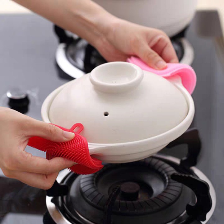 [❌XẢ KHO GIÁ SỐC❌]  Miếng rửa bát silicon đa năng kiêm lót tay, lau chùi có móc treo 1610 Lamon Store