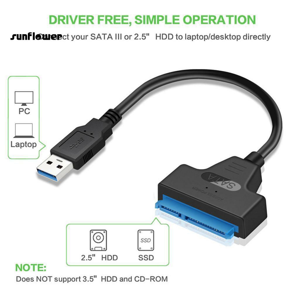 USB 3.0 to 22Pin SATA Adapter Cable 2.5inch Hard Disk Drive SSD Converter Cord