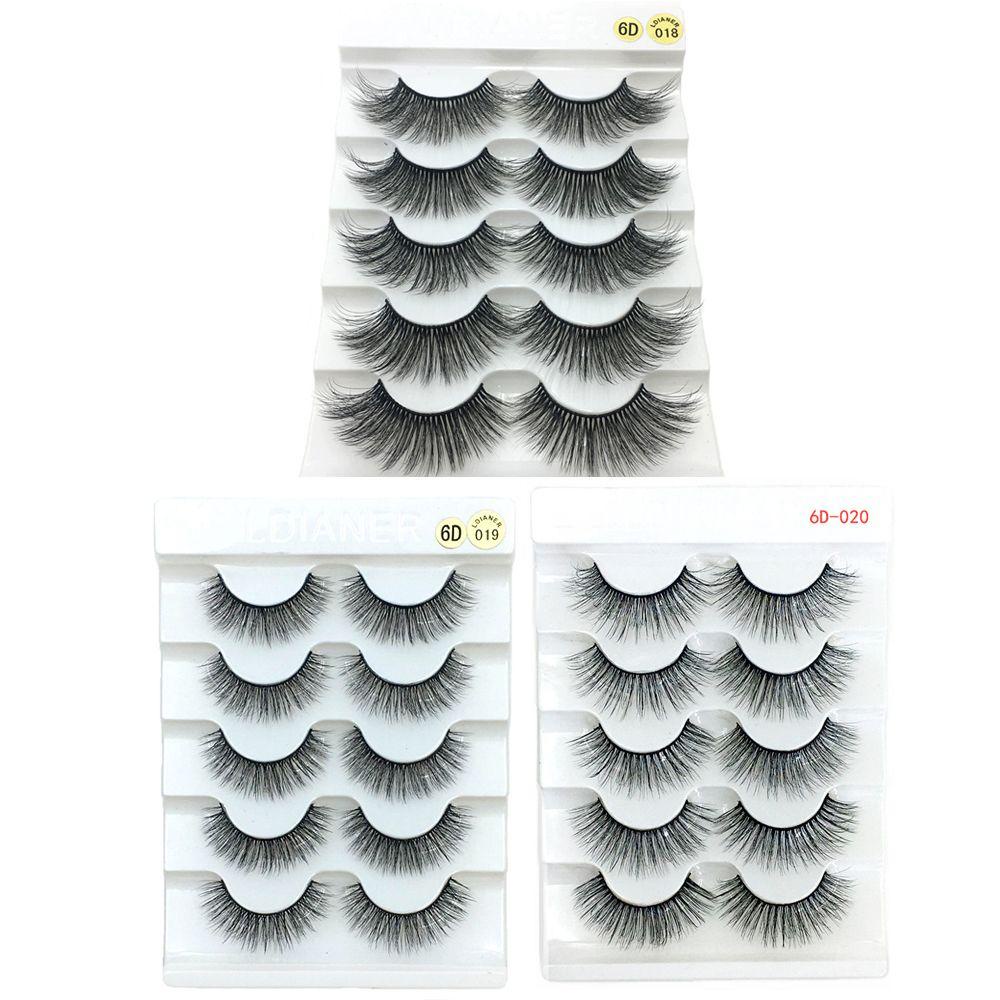 Bộ 5 Cặp Lông Mi Giả SKONHED 6D Lông Chồn Nhân Tạo Dài Tự Nhiên Nhiều Lớp Thời Trang Cho Nữ