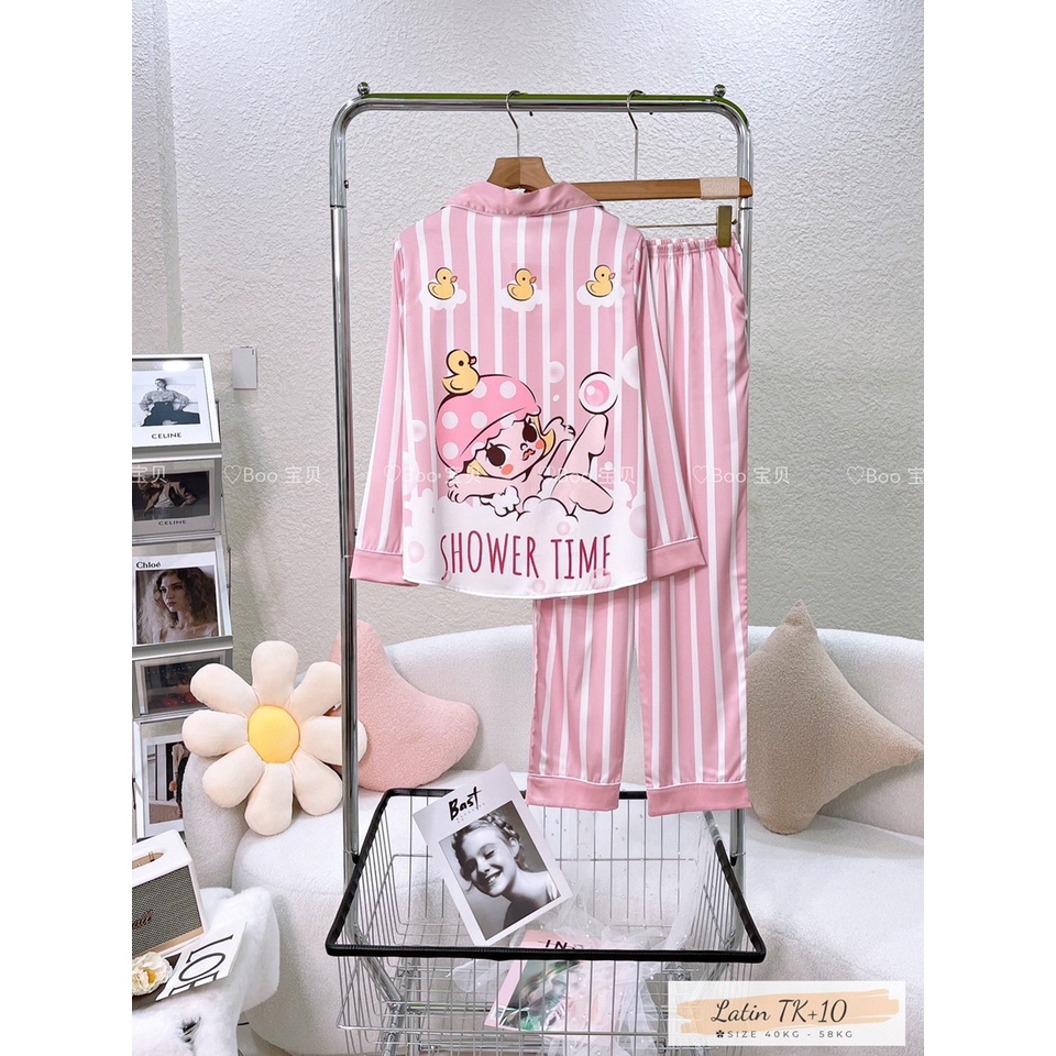 Đồ bộ vải lụa latin cao cấp BOO BOO mẫu sọc e bé mới