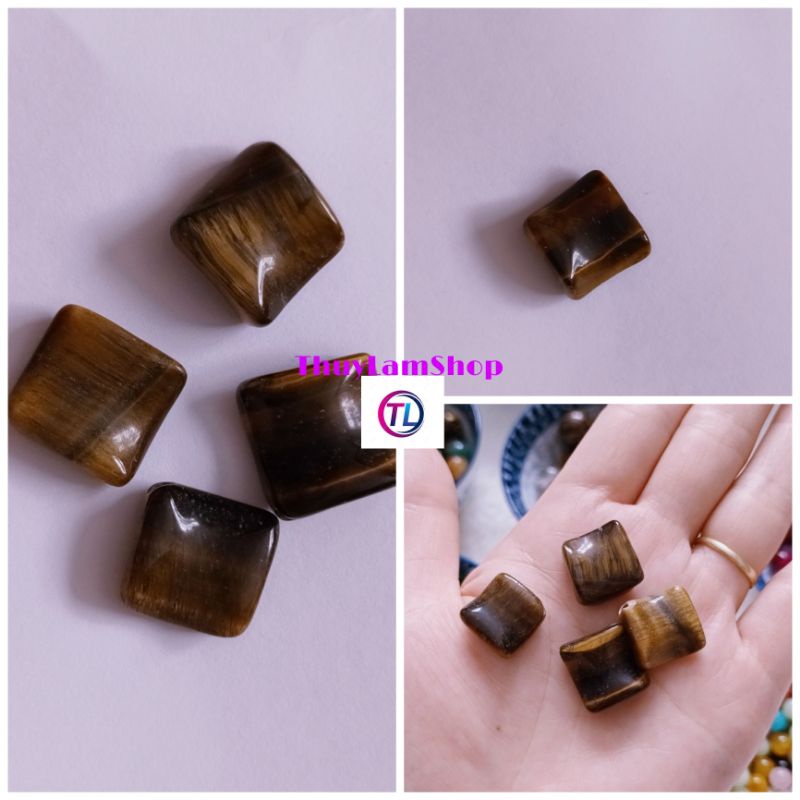 Viên đá thanh tẩy mắt hổ dùngthanh tẩy bài tarot,handmade, xỏ DIY, bể cá, sưu tầm