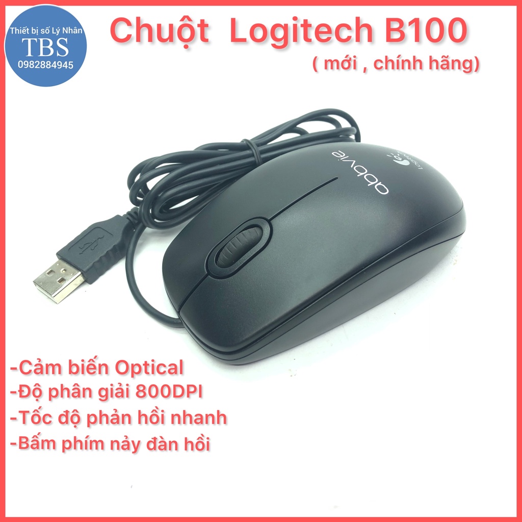 Chuột máy tính có dây Logitech B100 USB chính hãng ,tốc độ nhanh ,nút bấm nảy đàn hồi .