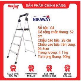 Thang Nhôm Ghế/ thang gia đình 4 Bậc Nikawa NKP-04 cam kết chính hãng, bảo hành 18 tháng