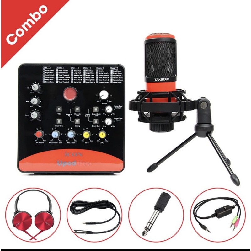 Thanh lý Combo micro thu âm Takstar PC K320 và sound card ICON Upod Pro thu âm hát karaoke livestream chuyên nghiệp
