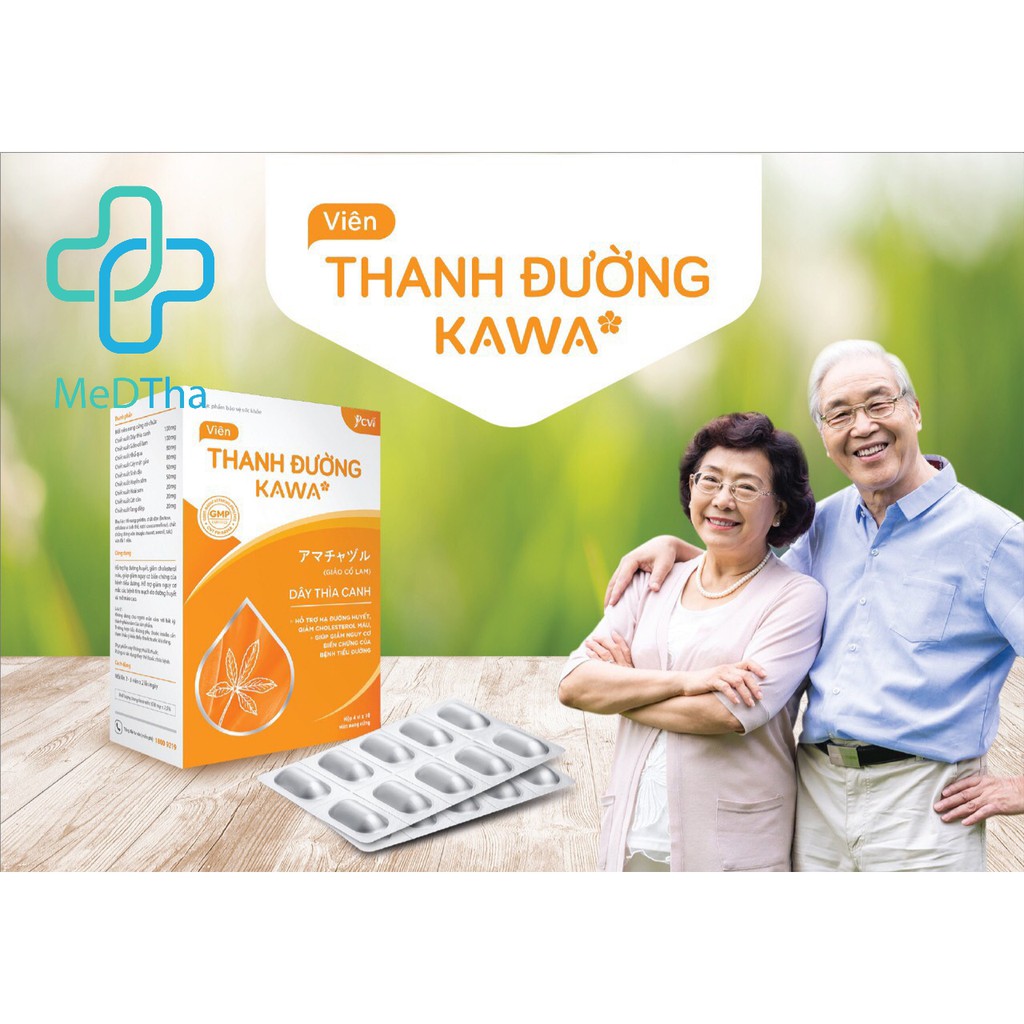 Thanh đường KAWA* - Hỗ trợ kiểm soát đường huyết, giảm cholesterol máu, giảm nguy cơ biến chứng tiểu đường (Hộp 40 viên)