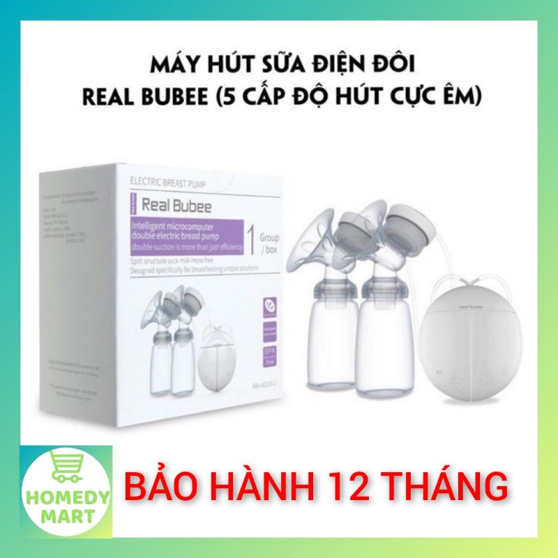 (HÀNG XUẤT ANH) Máy vắt sữa cầm tay real bubee chính hãng, hút sữa êm ái với đệm massage, 5 cấp độ thuận tiện kích sữa