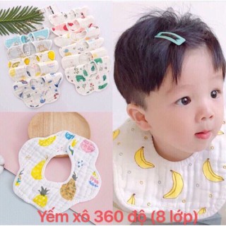 Yếm tròn xoay chất liệu vải xô 8 lớp siêu thấm hút