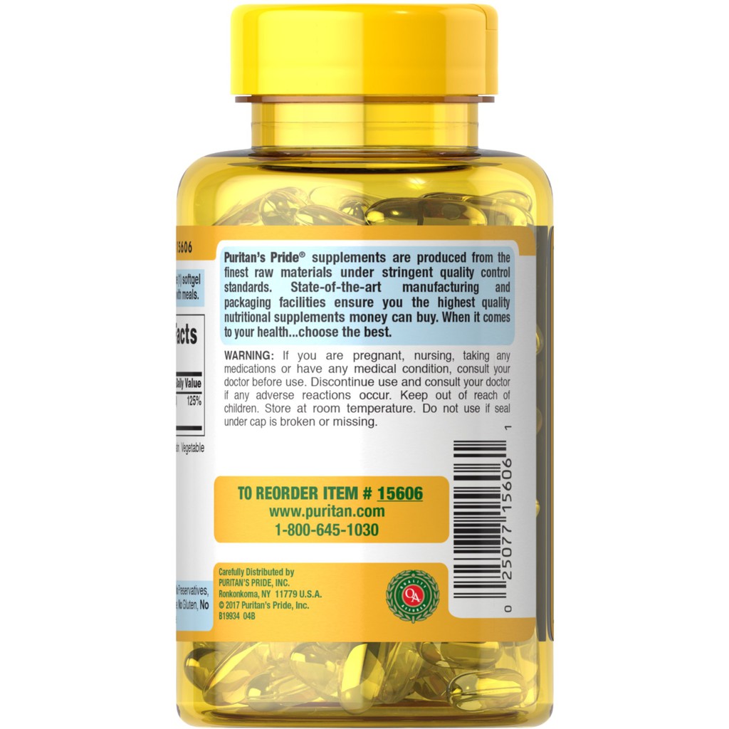 [Mã FMCGMALL - 8% đơn 250K] Viên uống tăng cường hấp thu canxi Puritan's Pride Vitamin D3 1000 IU 100v | BigBuy360 - bigbuy360.vn