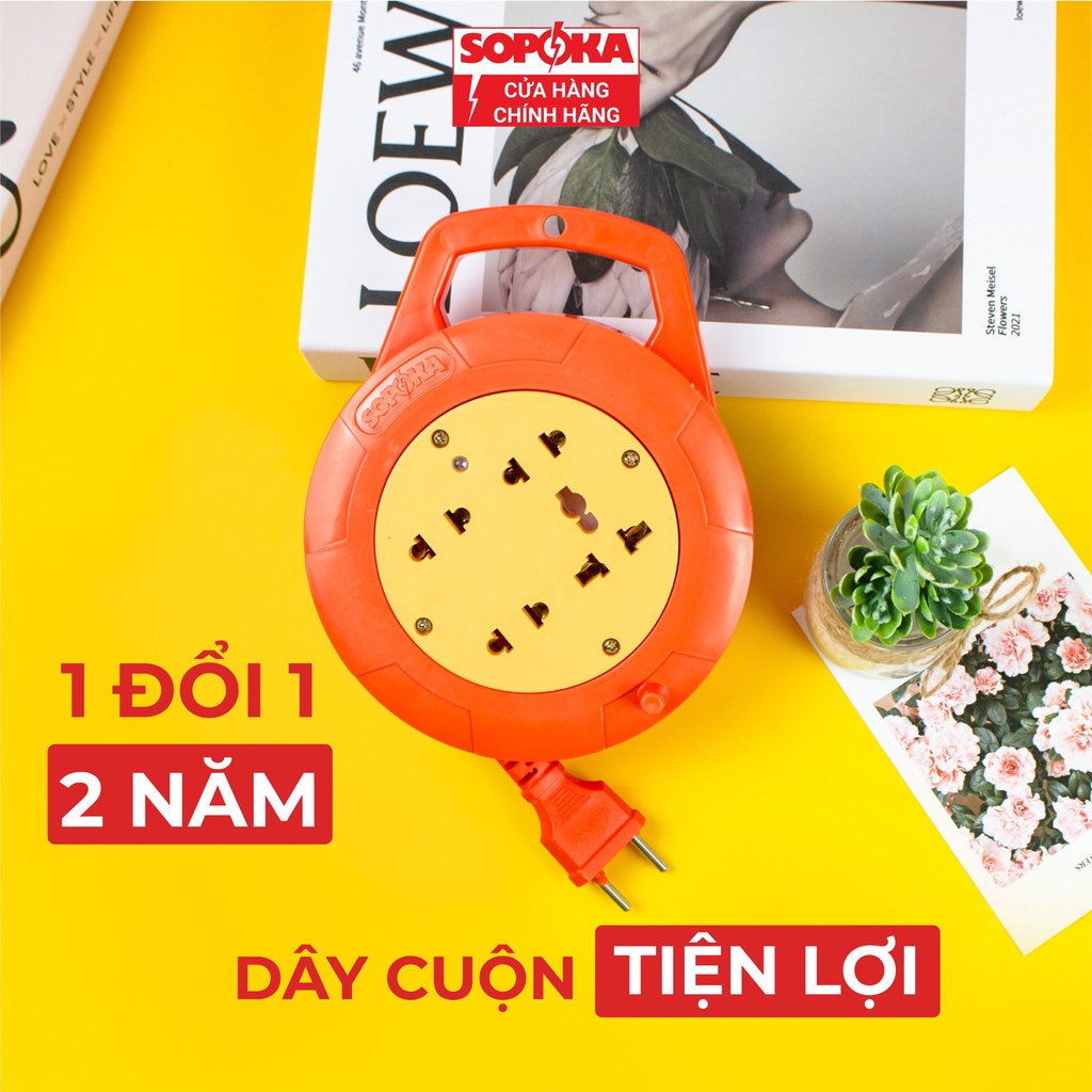 Ổ cắm điện ổ điện cuốn dây Q45 Q75 Sopoka dây 4,5m7,5m an toàn tiện lợi